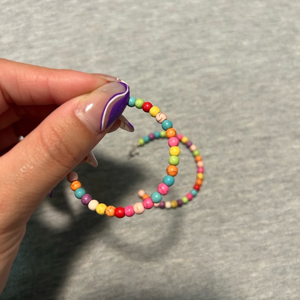 Colorful Beaded Hoops - Picture 2 of 2